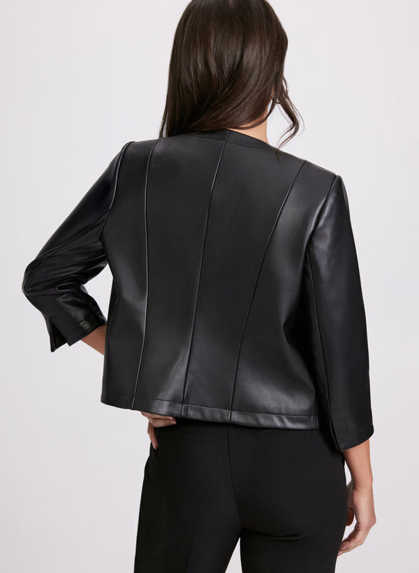 Laura Embroidered Vegan Leather Jacket