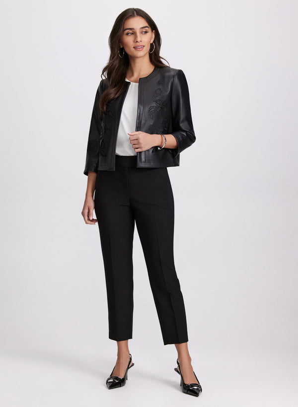 Laura Embroidered Vegan Leather Jacket