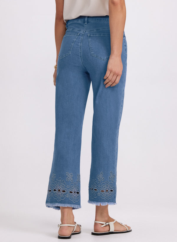 Laura Embroidered Wide-Leg Jeans