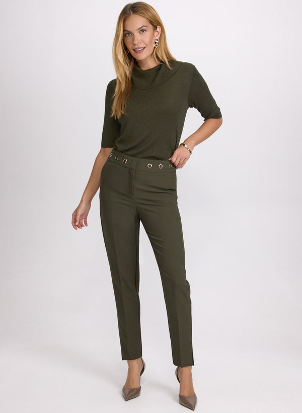 Laura Emma Grommet Trim Slim-Leg Pants