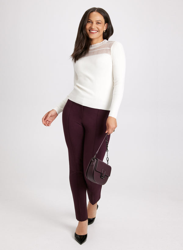 Laura Emma Pintuck Detail Slim-Leg Pants – Regular