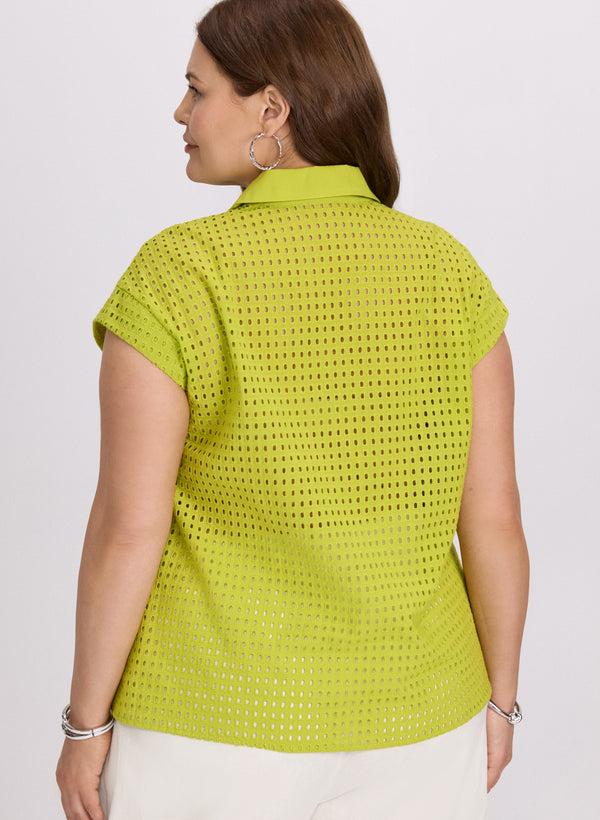 Laura Eyelet Button-Down Blouse