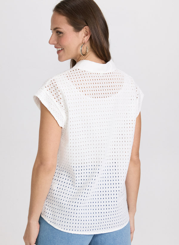 Laura Eyelet Button-Down Blouse