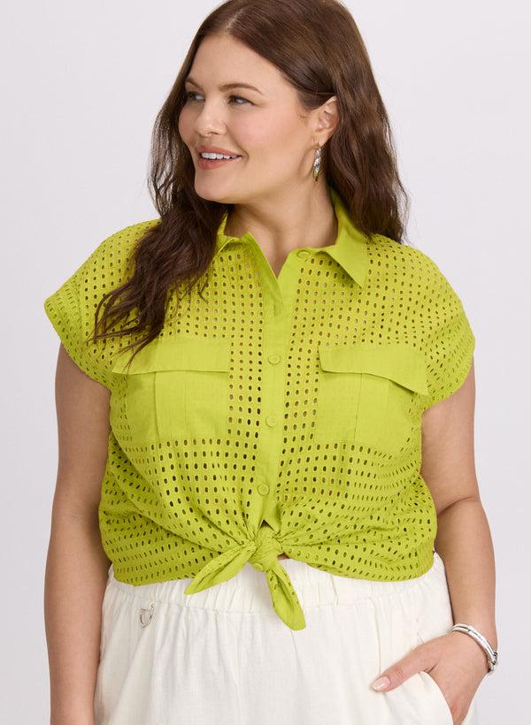 laura Eyelet Button-Down Blouse