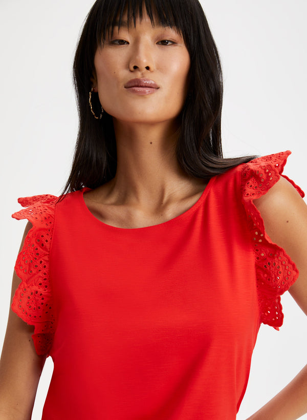 Laura Eyelet Cap Sleeve Tee