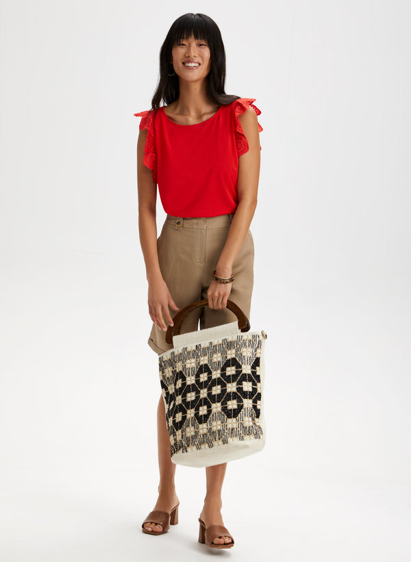 Laura Eyelet Cap Sleeve Tee