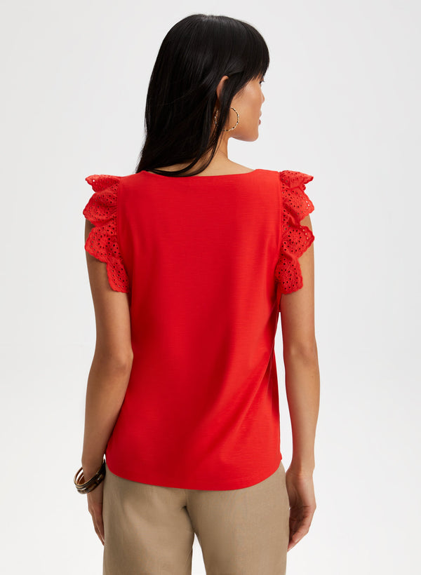 Laura Eyelet Cap Sleeve Tee