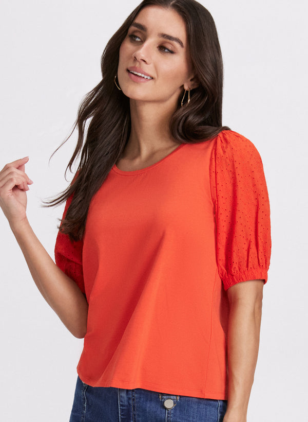 Laura Eyelet Sleeve T-Shirt