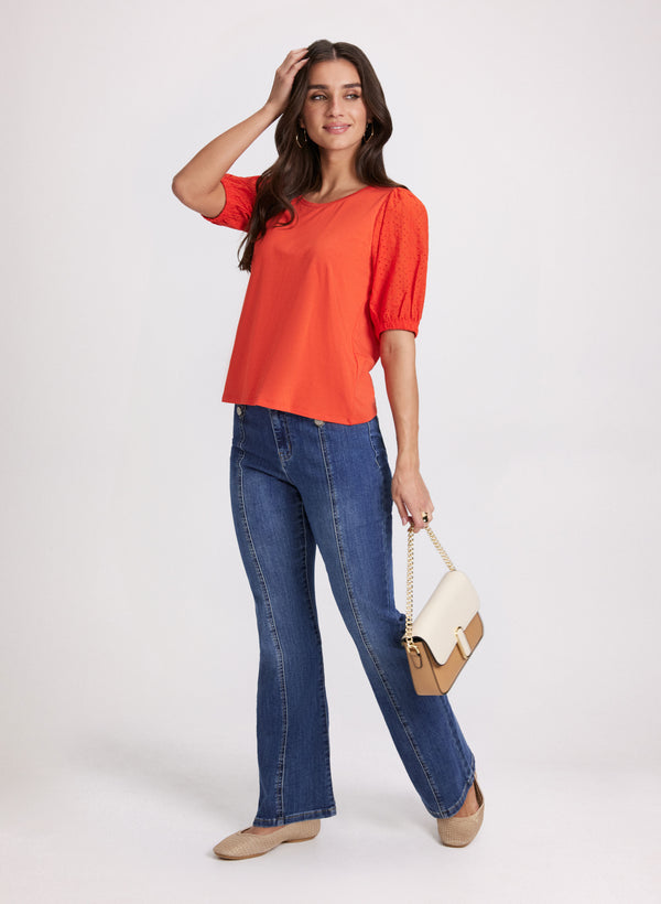 Laura Eyelet Sleeve T-Shirt