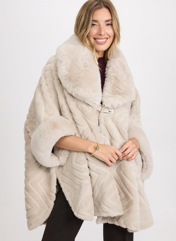 laura Faux-Fur Poncho