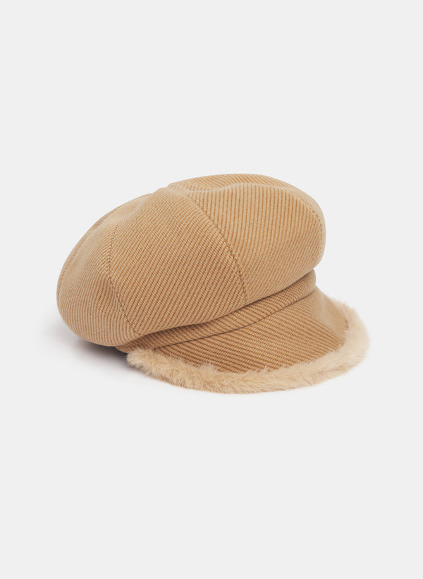 laura Faux-Fur Trim Cap