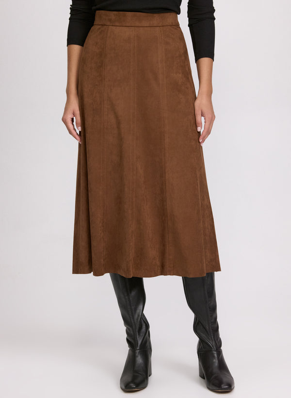 laura Faux-Suede Midi Skirt