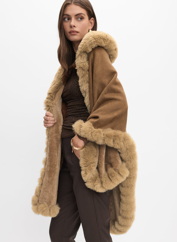 laura Faux-Suede Poncho