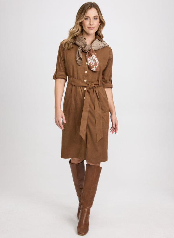 laura Faux-Suede Shirt Dress