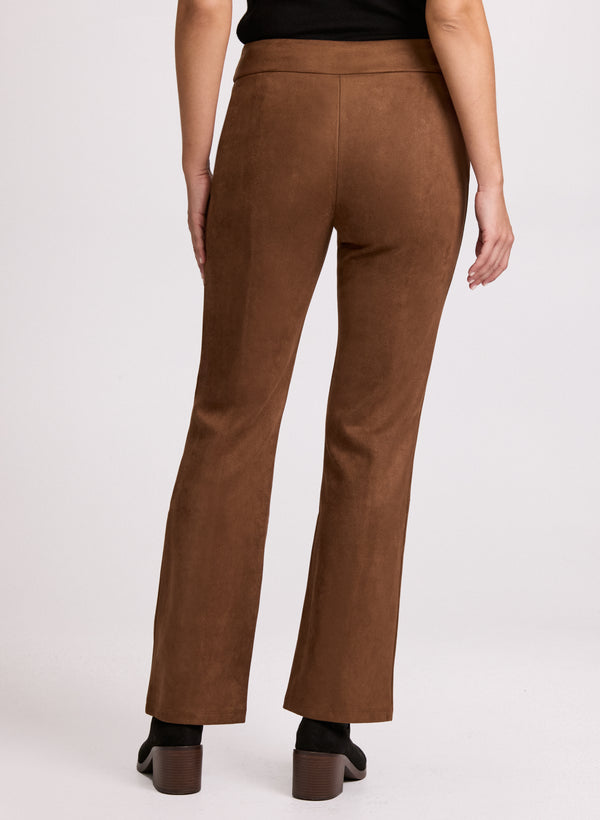 Laura Faux Suede Straight-Leg Pants