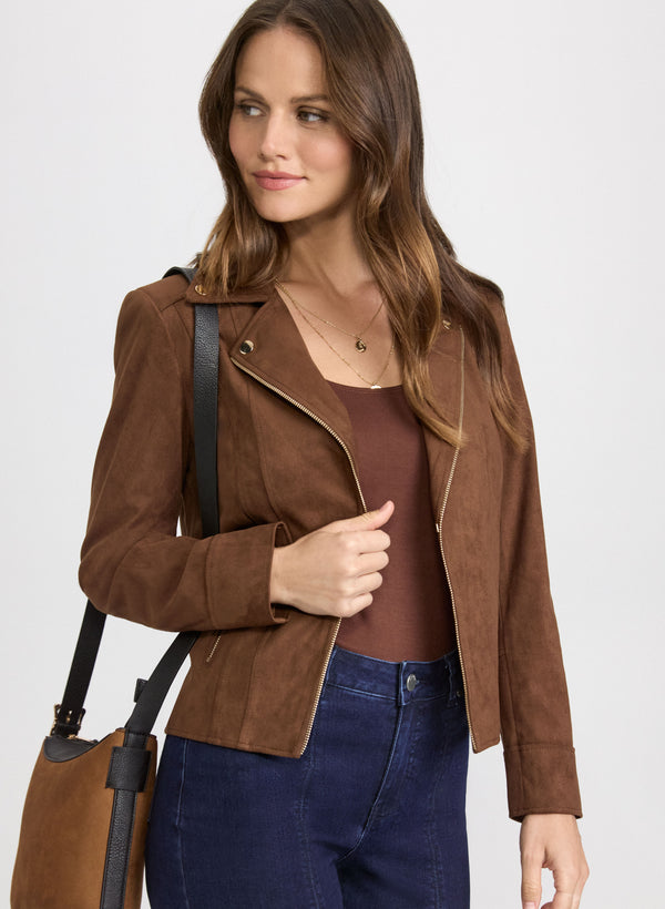 laura Faux-Suede Zip Jacket