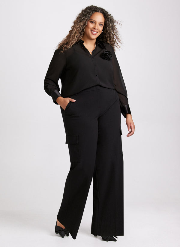 Laura Floral Applique Button-Down Blouse