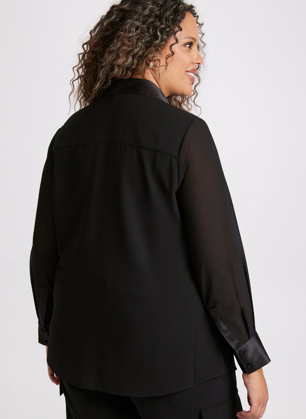 Laura Floral Applique Button-Down Blouse