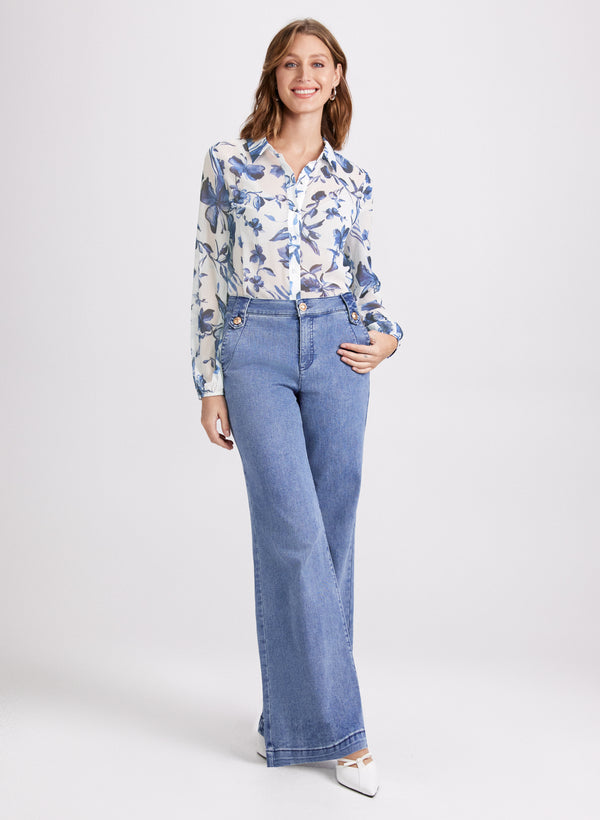 Laura Floral Chiffon Button Blouse