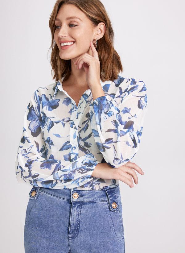 Laura Floral Chiffon Button Blouse