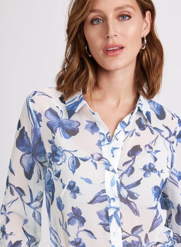Laura Floral Chiffon Button Blouse