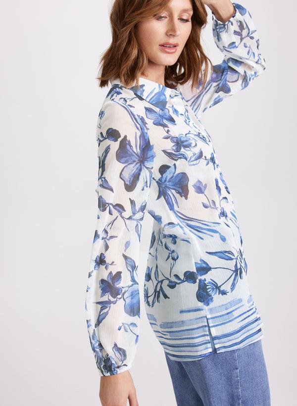 laura Floral Chiffon Button Blouse
