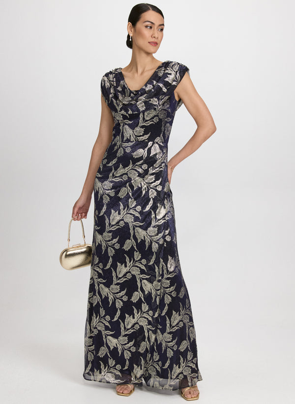 laura Floral Cowl Neck Dress