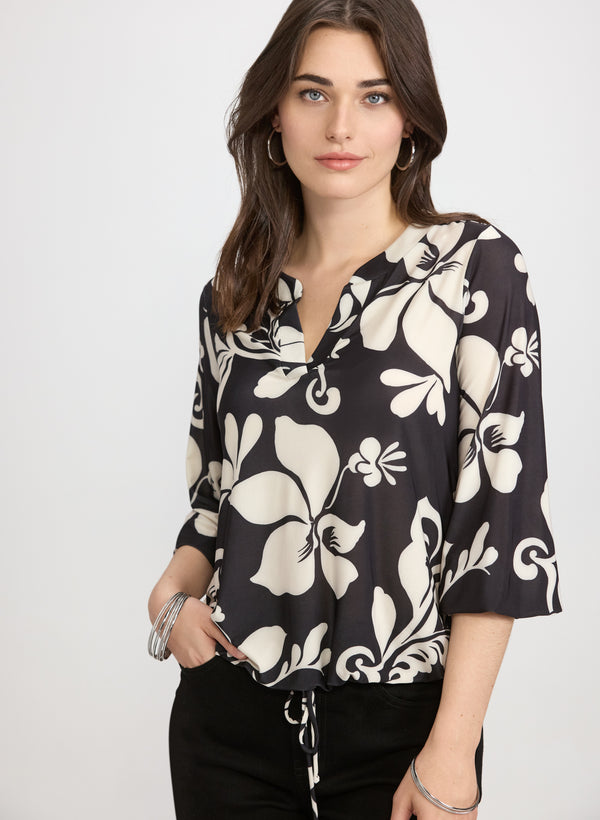 laura Floral Drawstring Top
