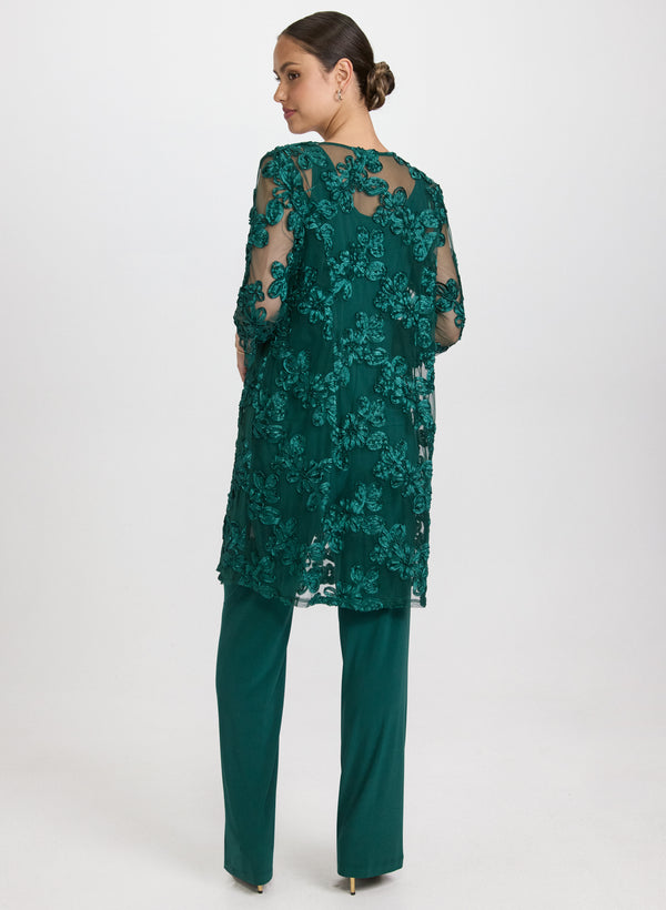 Laura Floral Embroidered Jacket Top & Pants Set