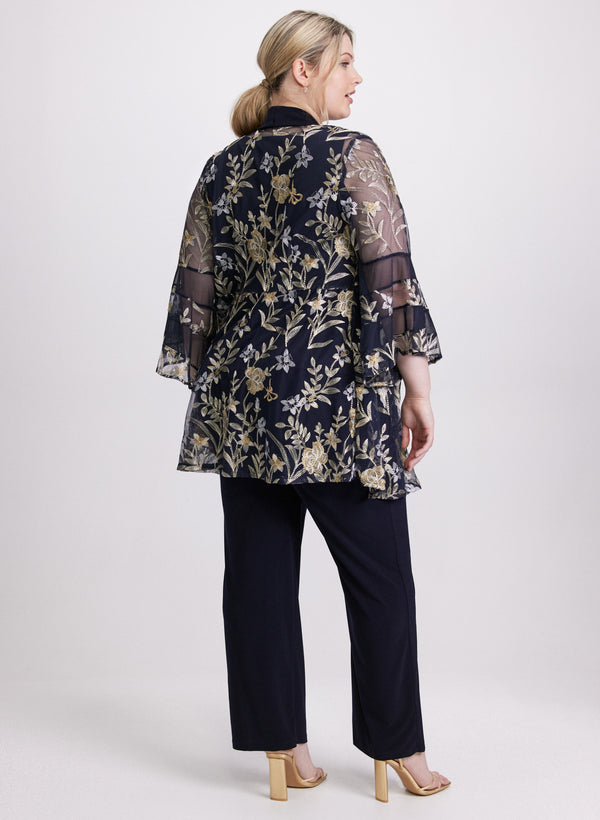 Laura Floral Embroidered Jacket Top & Pants Set