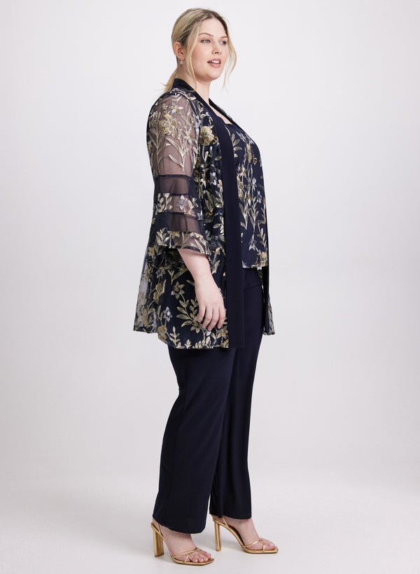 Laura Floral Embroidered Jacket Top & Pants Set
