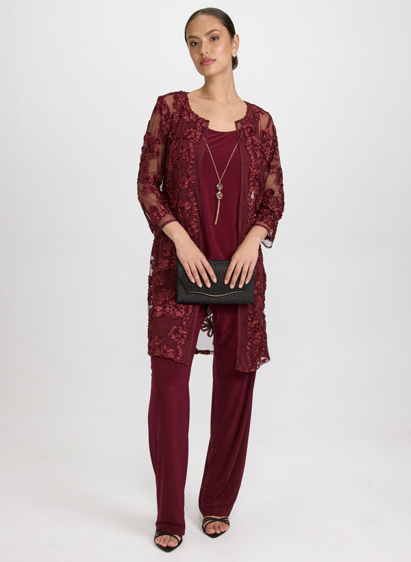 laura Floral Embroidered Jacket Top & Pants Set