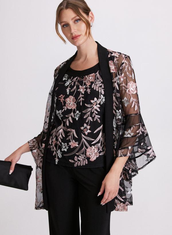 Laura Floral Embroidered Jacket Top & Pants Set