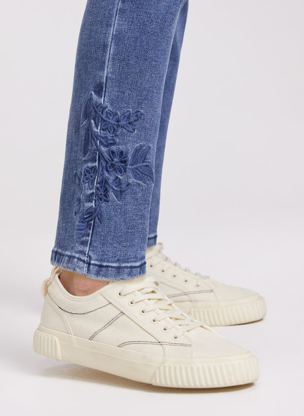 Laura Floral Embroidered Straight-Leg Jeans