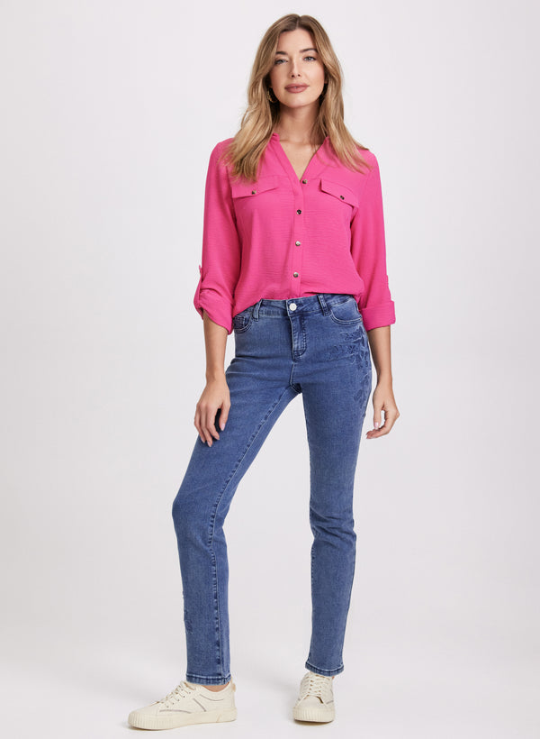 Laura Floral Embroidered Straight-Leg Jeans