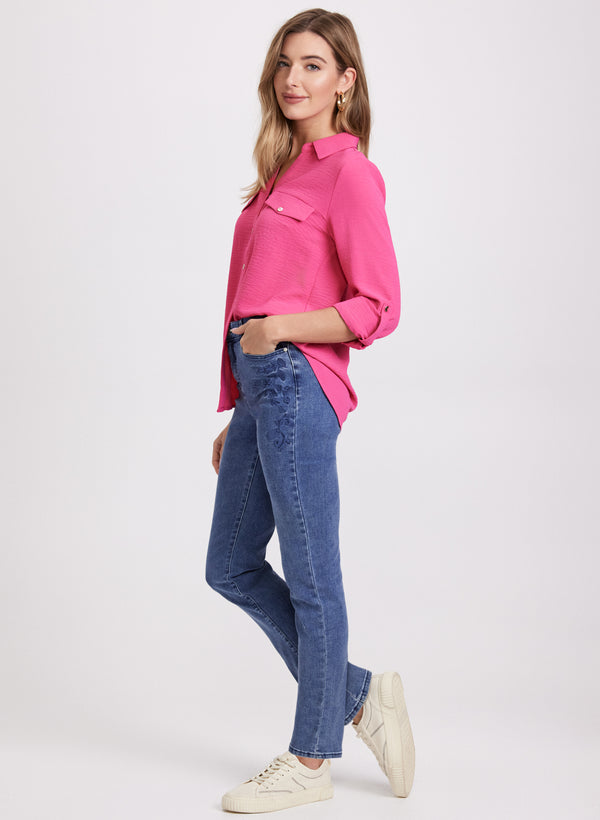 Laura Floral Embroidered Straight-Leg Jeans