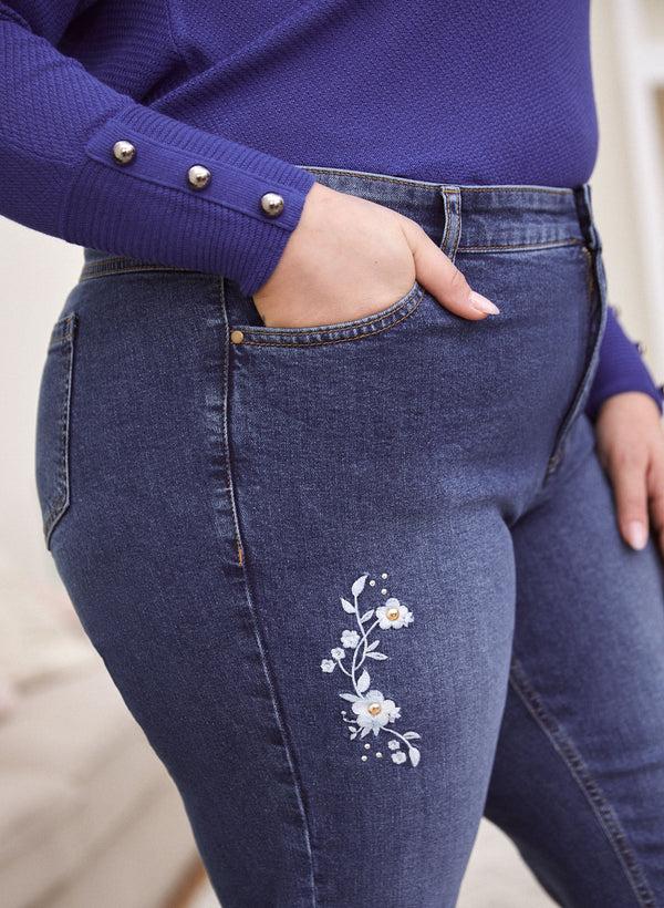 Laura Floral Embroidered Straight Leg Jeans