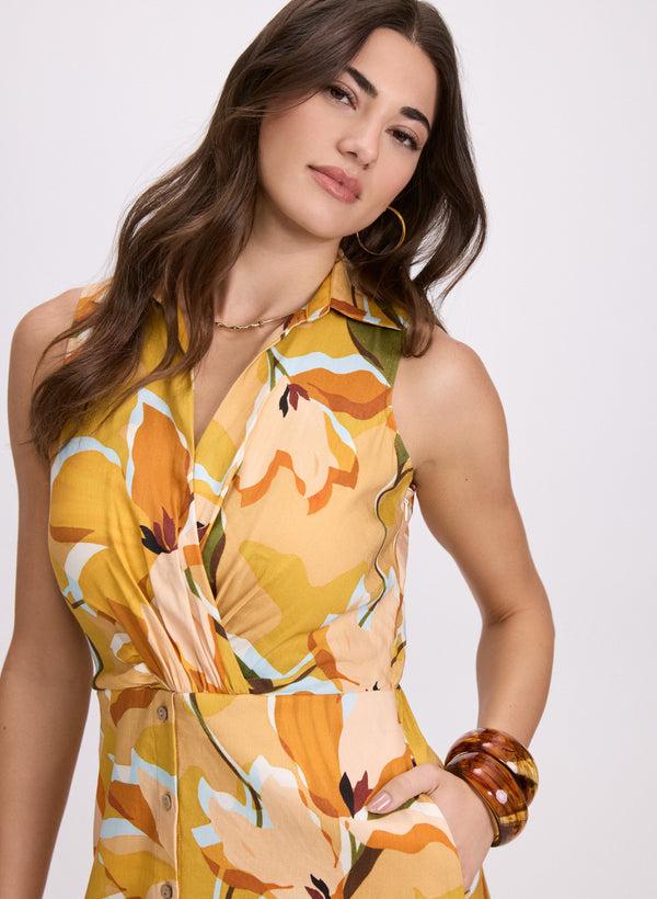 Laura Floral Linen-Blend Dress