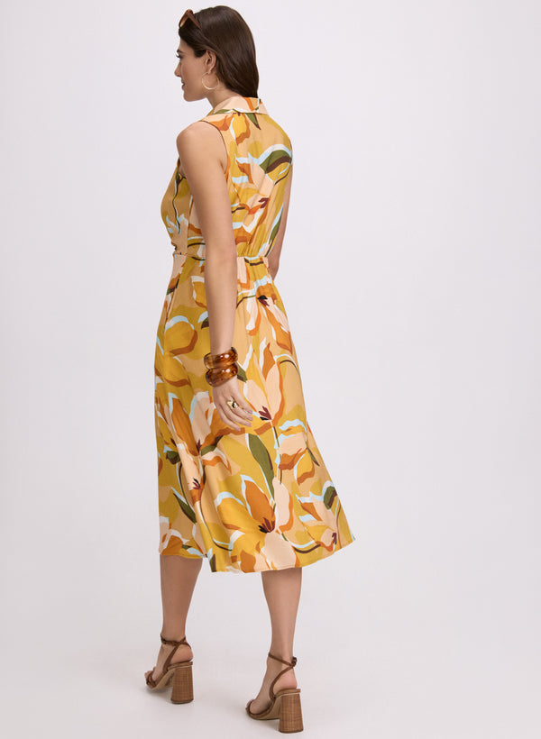 Laura Floral Linen-Blend Dress