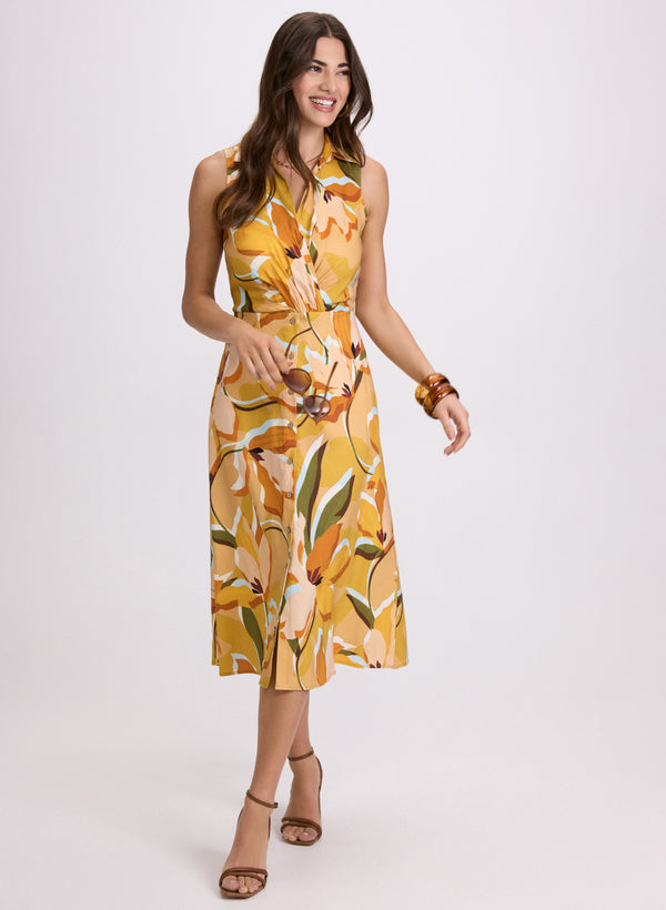 laura Floral Linen-Blend Dress