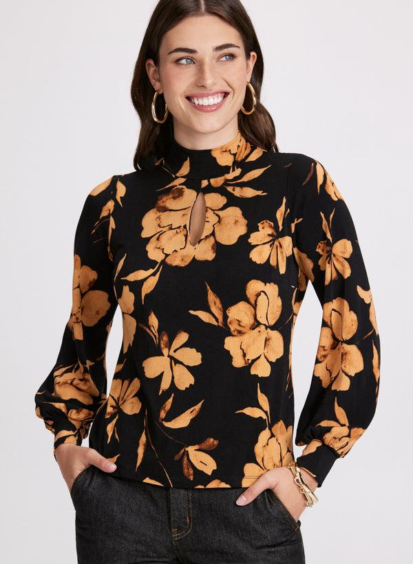 Laura Floral Mock Neck Top