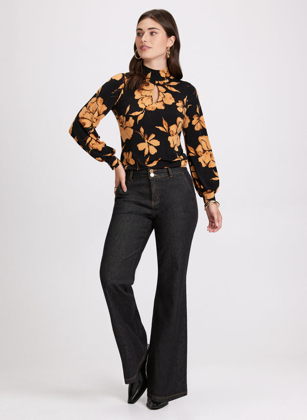 Laura Floral Mock Neck Top
