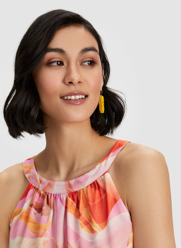 Laura Floral Motif Halter Neck Top