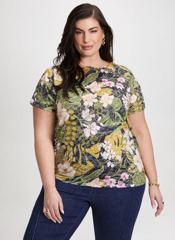 Laura Floral Openwork Detail T-Shirt