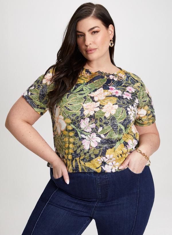 laura Floral Openwork Detail T-Shirt