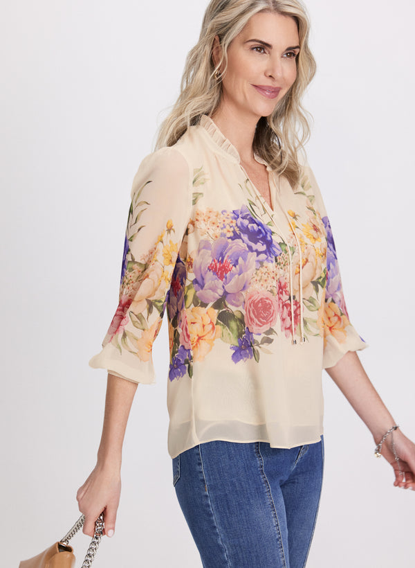 Laura Floral Placement Print Blouse