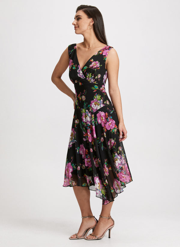 Laura Floral Print Asymmetric Dress