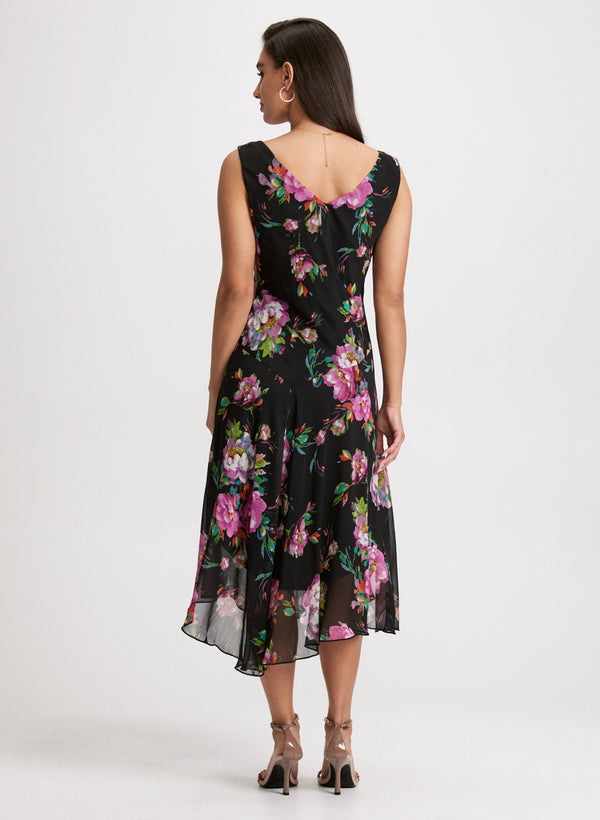 Laura Floral Print Asymmetric Dress