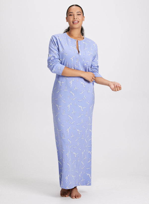laura Floral Print Long Nightgown