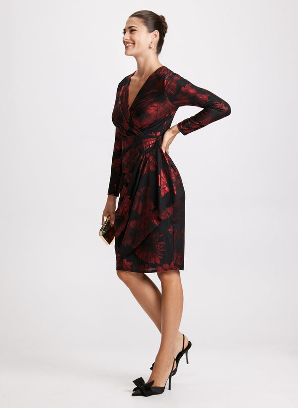 Laura Floral Print Metallic Detail Dress